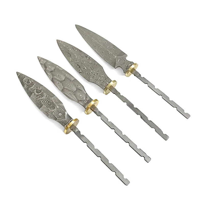 Damascus Steel Tea Knife Blank – DIY Tea Needle Tool Tea Knife Blank Qst