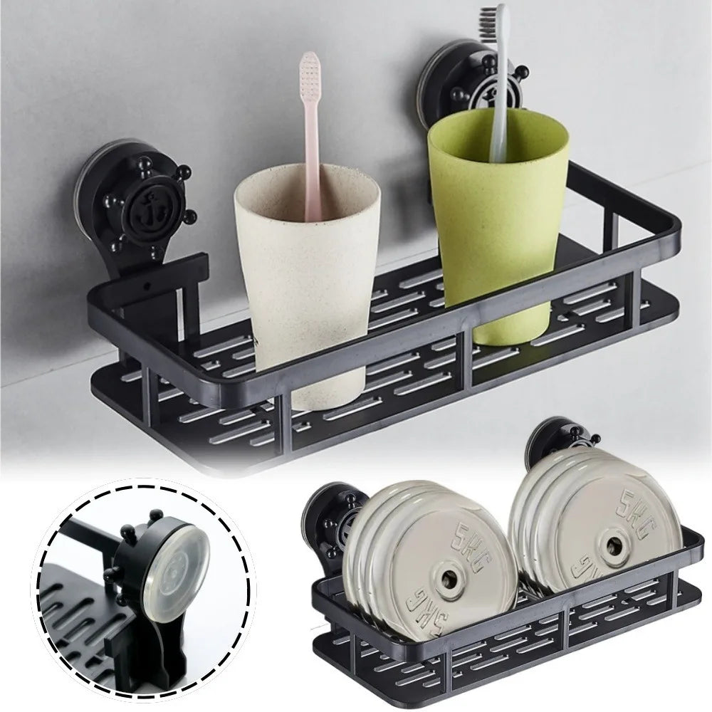 Wall Mounted Bathroom Storage Rack – No-Drill Suction Cup Shelf Bathroom Storage Rack Qme