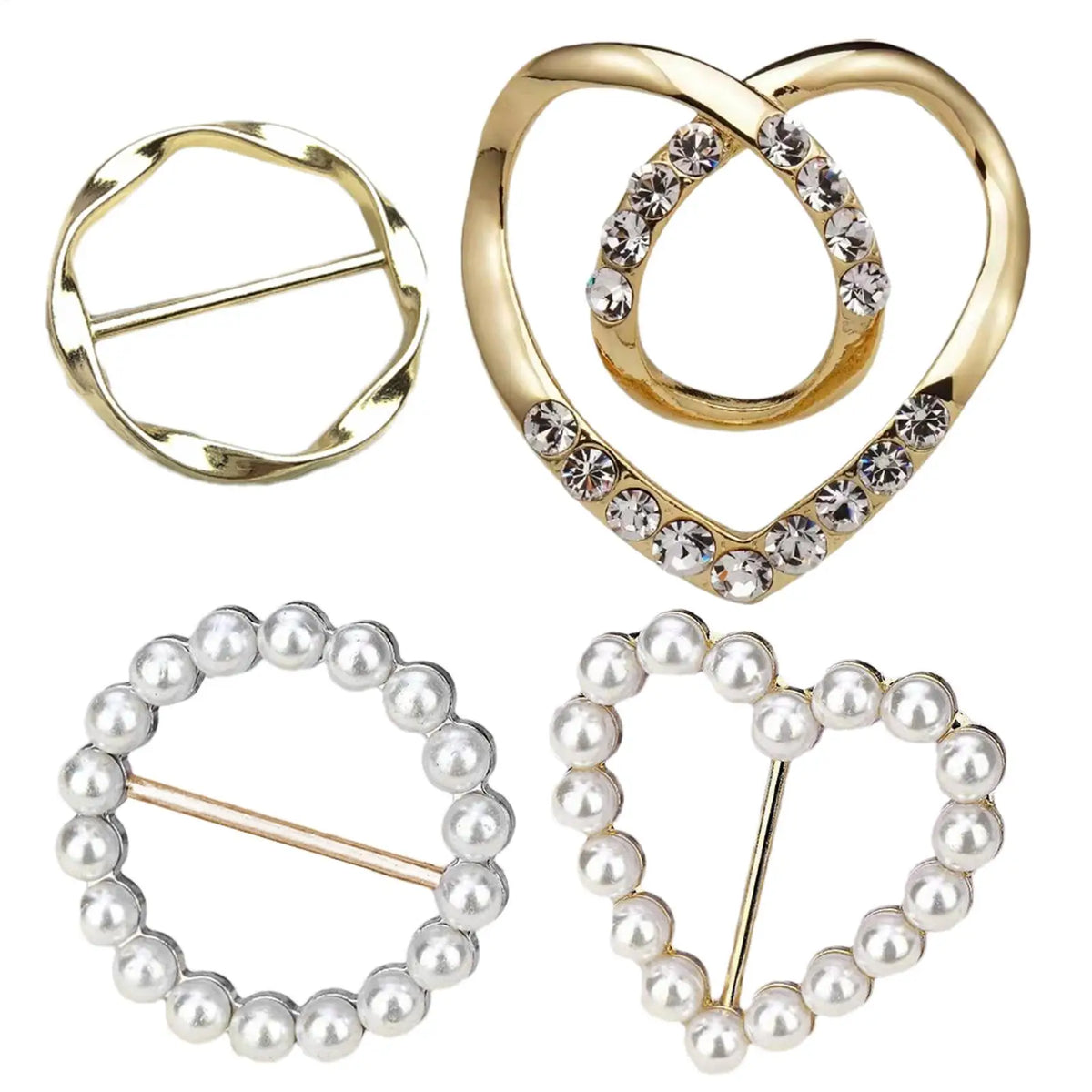 Women's T-Shirt Heart Rhinestone Clothing Clips Ring Wrap Clothing Clip Set Qme