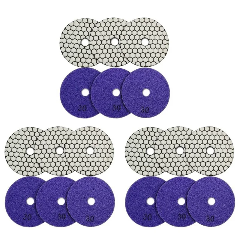 Diamond Dry Polishing Pads Grit 30 100mm Resin Bond | 18-Pack Diamond Polishing Pads Qme purple