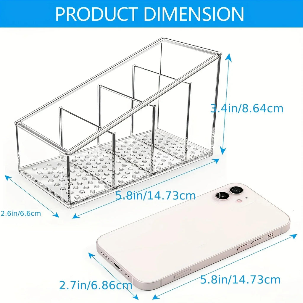 4-Compartment Desk Organizer – Makeup Brush & Remote Holder Desk Organizer Qme