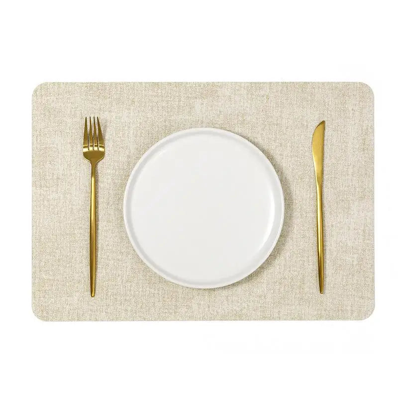 PU Leather Nordic Placemat – Waterproof, Oil-Proof, Heat Resistant Table Placemat Qst Beige