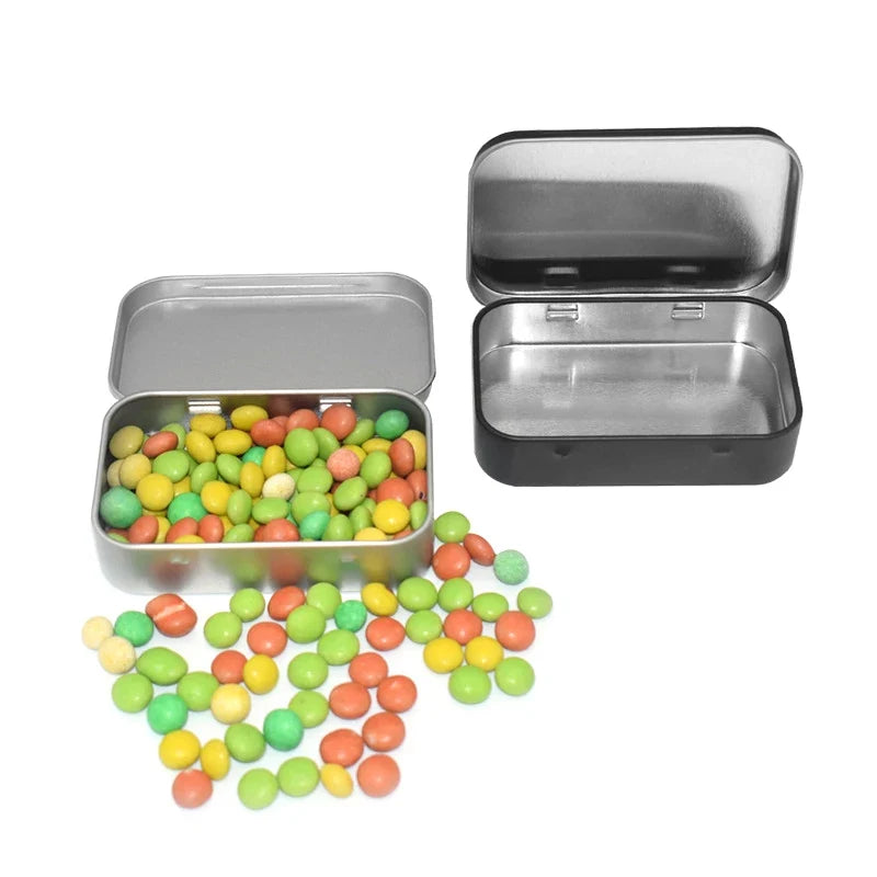 Mini Metal Tin Box – Rectangular Tinplate Small Storage Case Mini Tin Storage Box Qme