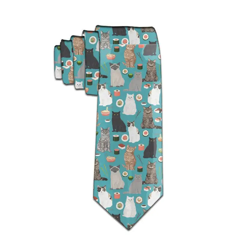 Men's Cartoon Dog Sunflower Novelty Print Necktie | Fun Tie Novelty Print Necktie Qme