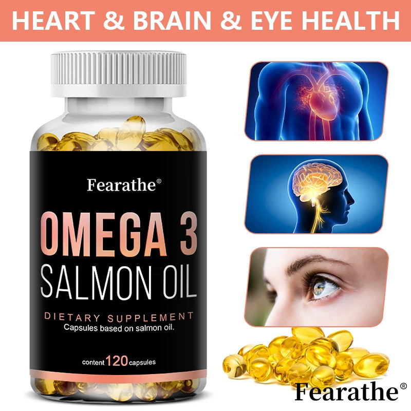 Omega 3 Fish Oil Capsules – Pure Salmon Oil EPA & DHA Fish Oil Supplement Qst