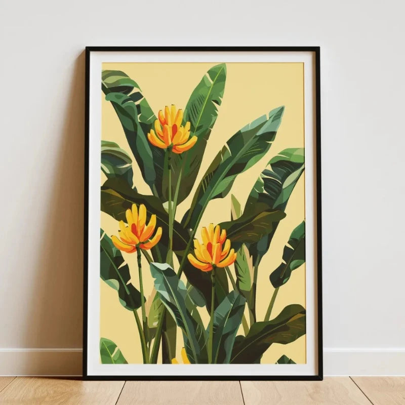 Minimalist Botanical Canvas Wall Art – Bamboo Tropical Leaf Canvas Wall Art Qst