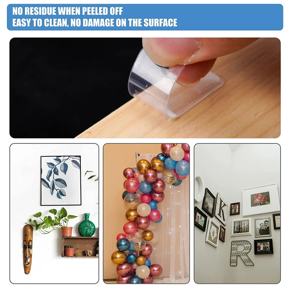 Ultra-Strong Clear Double-Sided Mounting Tape | Reusable 60pc Double-Sided Tape Qme