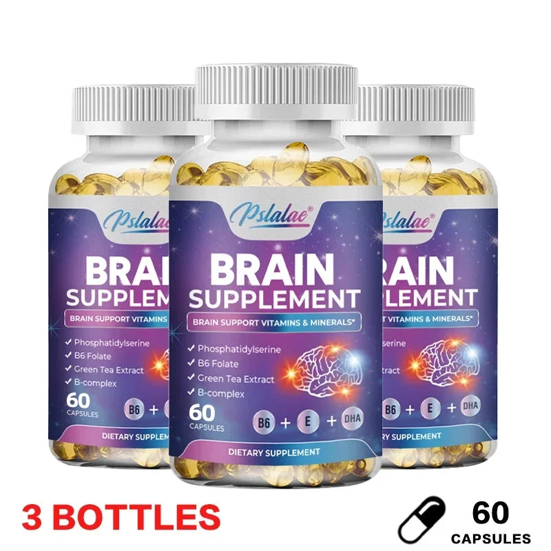 Vegan Brain Supplement – Memory, Focus & Cognitive Support Nootropic Supplement Qst 60 Capsule-3bottles