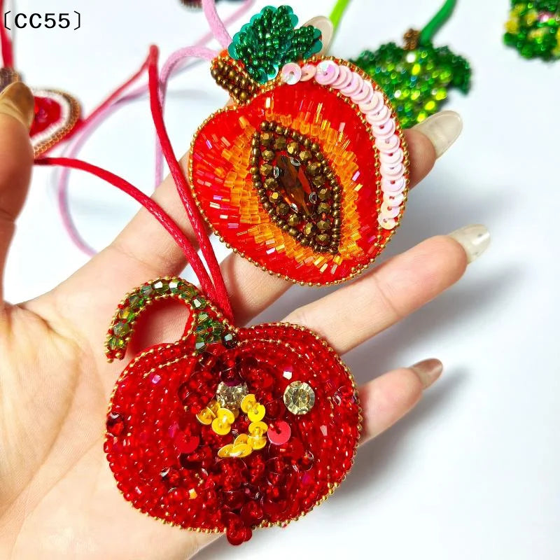3D Crystal Beaded Sequin Fruit Applique Patch – Rhinestone Bag Beaded Applique Patch Qst