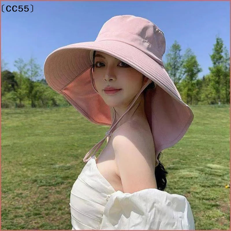 Women's Wide Brim Sun Hat with Neck Cover – UV Protection Sun Protection Hat Qst