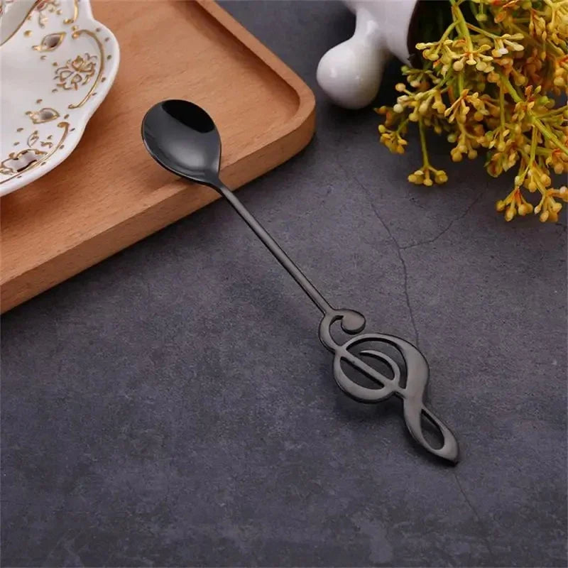 Musical Note Stainless Steel Coffee Spoon | Stirring & Dessert Decorative Stirring Spoon Qme Black