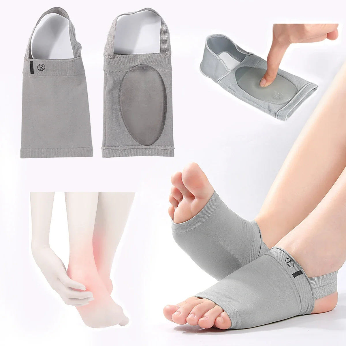 Arch Support Socks with Elastic Strap & Heel Pad – 1 Pair Arch Support Socks Qme