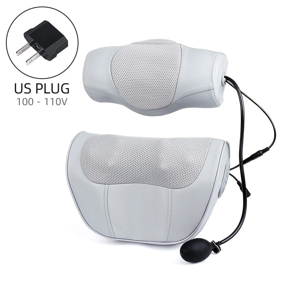 2-in-1 Shiatsu Neck & Back Massage Pillow | Lumbar Cushion Massage Pillow Qst US PLUG (100-110V)