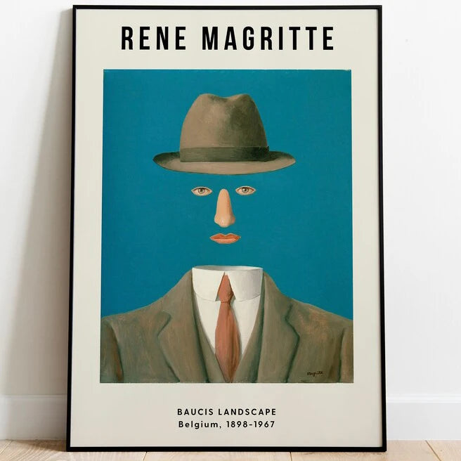 Magritte Surrealism Canvas Wall Art – Modern Nordic Poster Print Canvas Wall Art Qst H 20X25cm No Framed