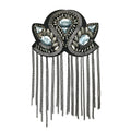 Tassel Epaulette Brooch Pin – Bead Chain Shoulder Jewelry Shoulder Brooch Pin Qst Gray