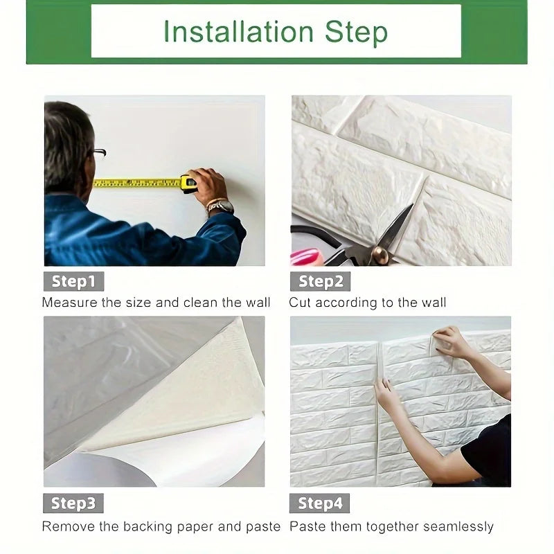 3D Brick Peel & Stick Wallpaper – Waterproof PVC Wall Panels Peel & Stick Wallpaper Qme