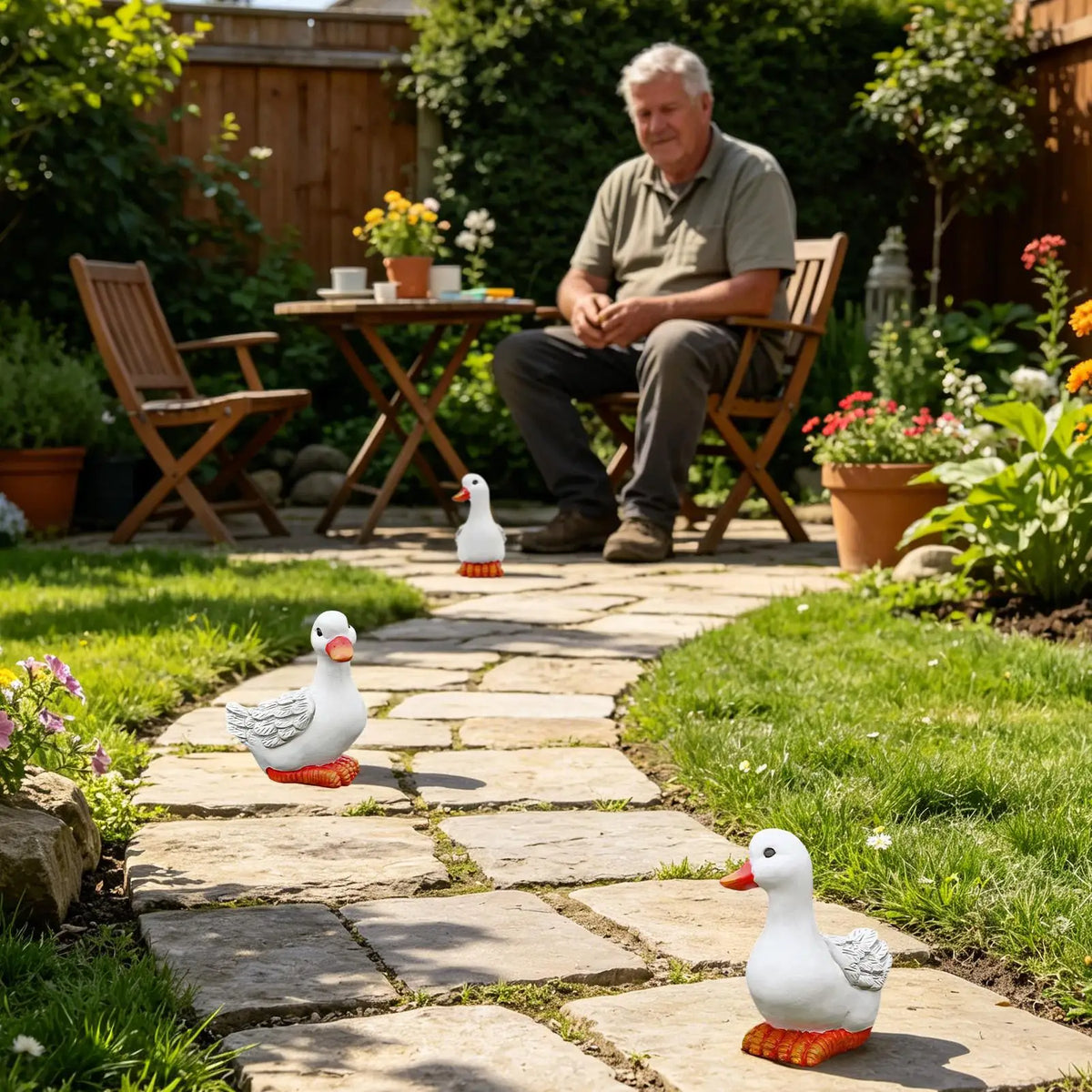Cute Resin Duck Statue – Garden, Porch & Yard Figurine Garden Figurine Qme