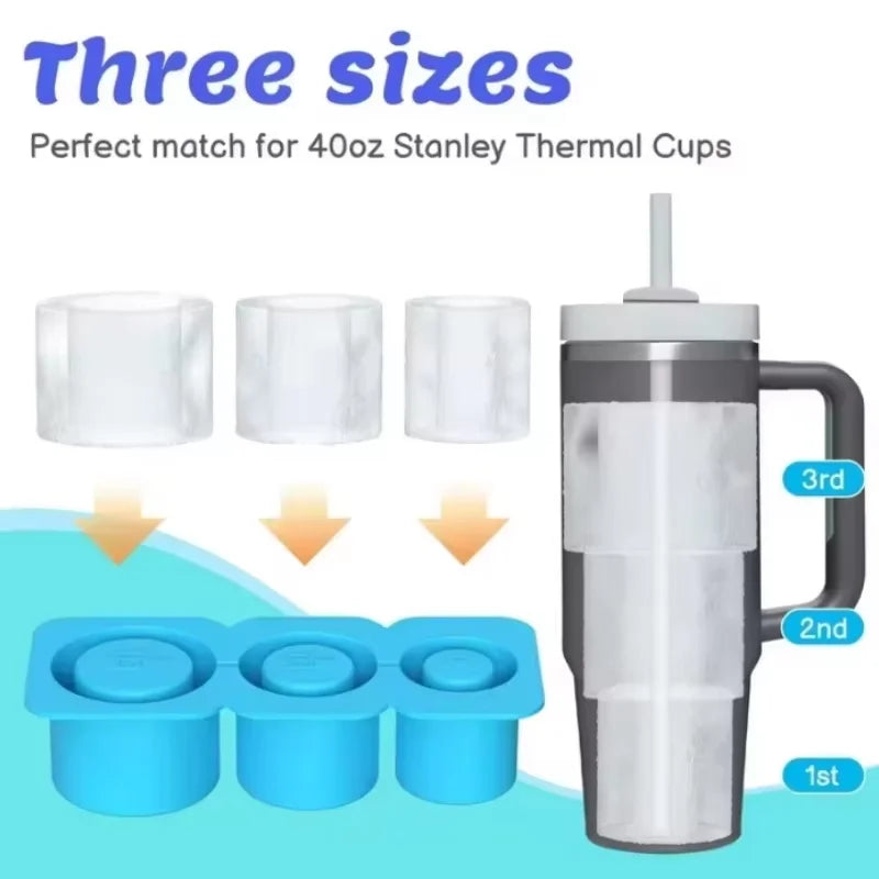 3-Grid Silicone Ice Mold for Stanley Cup – Large Capacity Silicone Ice Mold Qst