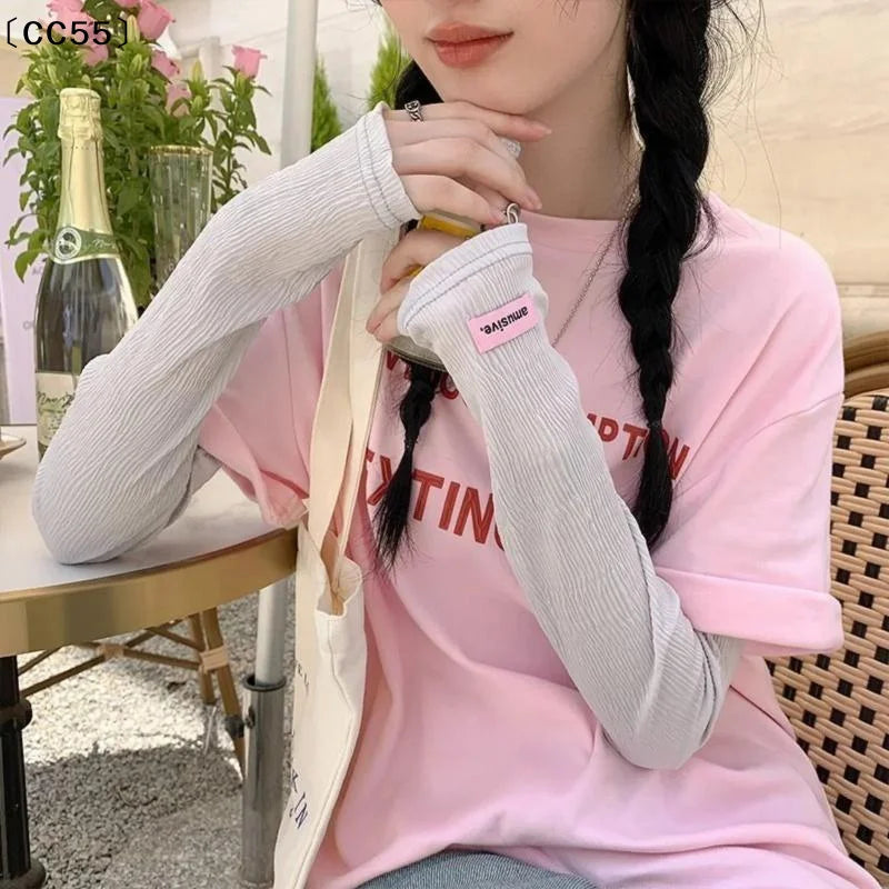 Ice Silk UPF 50+ Sun Arm Sleeves – Butterfly Print Women Sun Protection Sleeves Qst