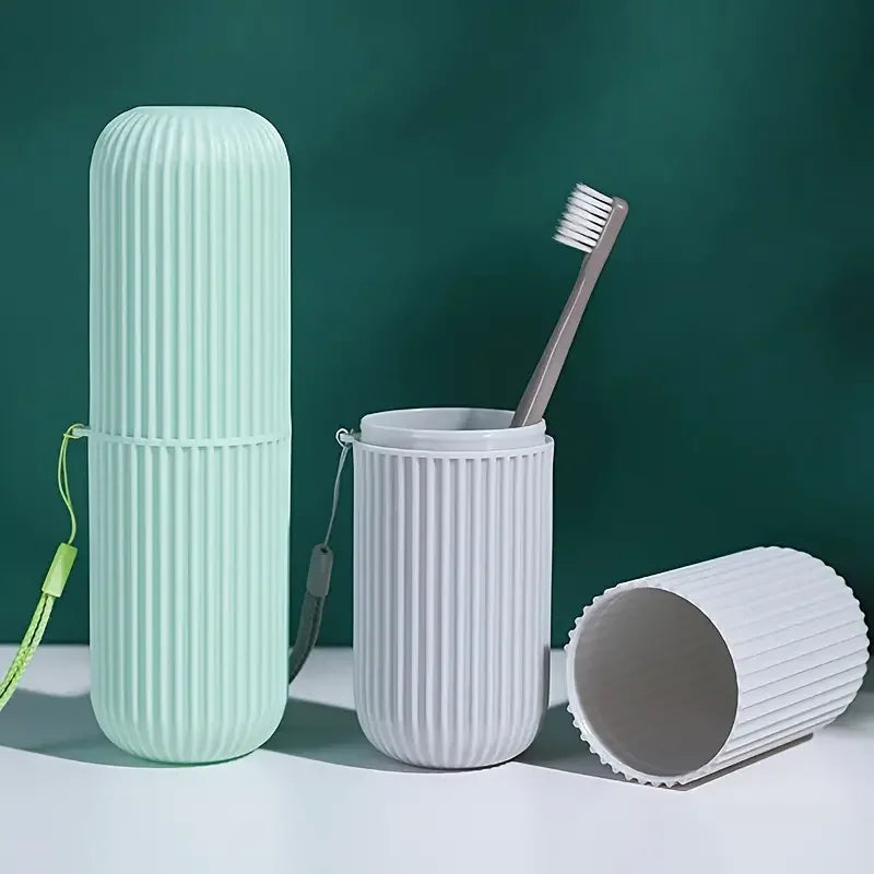 Portable Travel Toothbrush Box & Mouthwash Cup Set Travel Toothbrush Case Qme