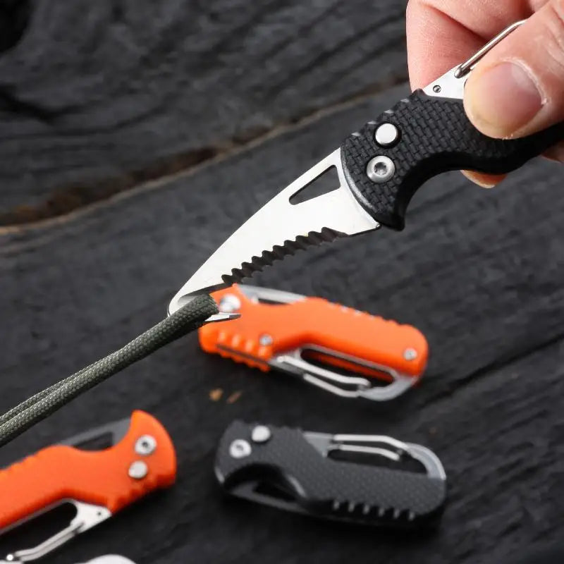 Portable Folding Knife Multitool – Serrated Hook & Keychain Folding Multitool Knife Qme