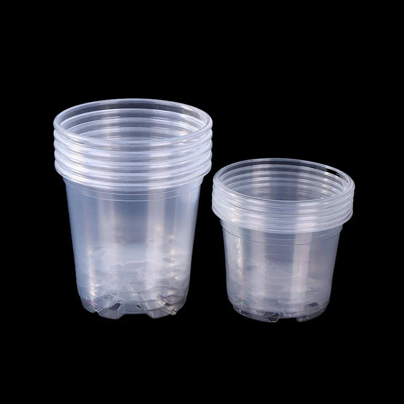 Transparent Plastic Flowerpots with Drainage Holes | 6 Sizes Clear Plastic Planter Qme