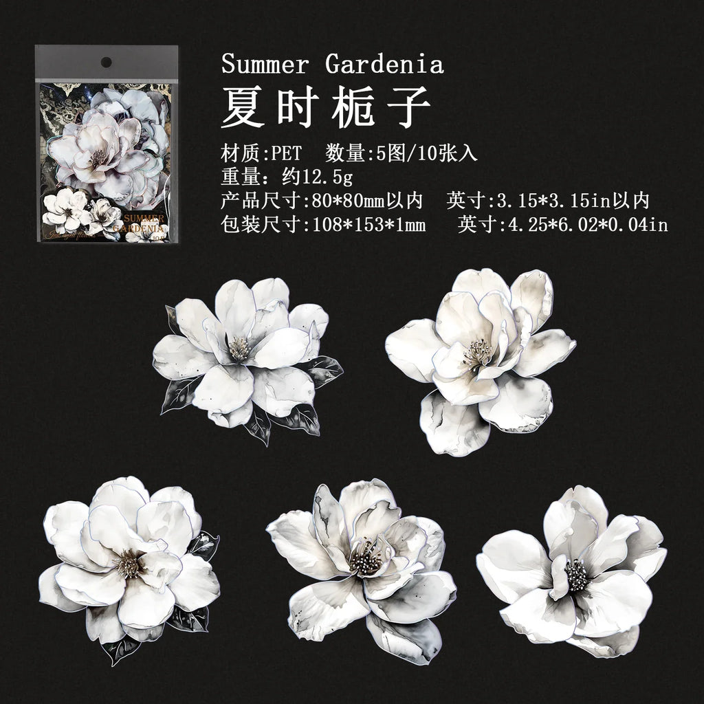 Ink Dyed Flowers PET Stickers – Scrapbooking & DIY Journaling Scrapbooking Stickers Qme D