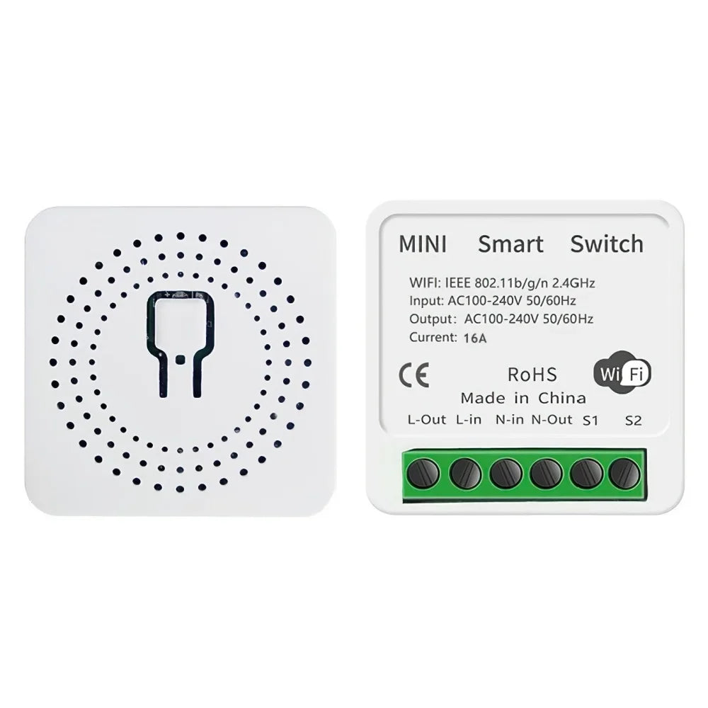 Tuya Mini 16A WiFi Smart Switch – 2-Way App & Voice Control WiFi Smart Switch Qme