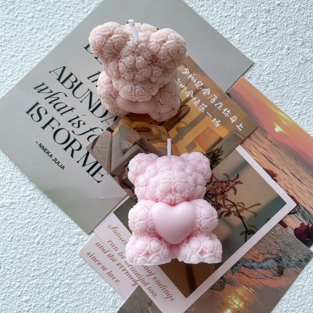 6-Piece Rose Bear Scented Candle Set – Home Décor Ornament Scented Candle Set Qme
