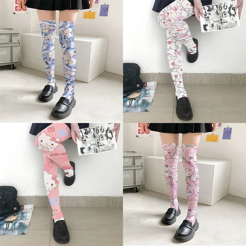 Girls Cute Bunny Cartoon Stockings – One Size, 11 Colors Cartoon Stockings Qme