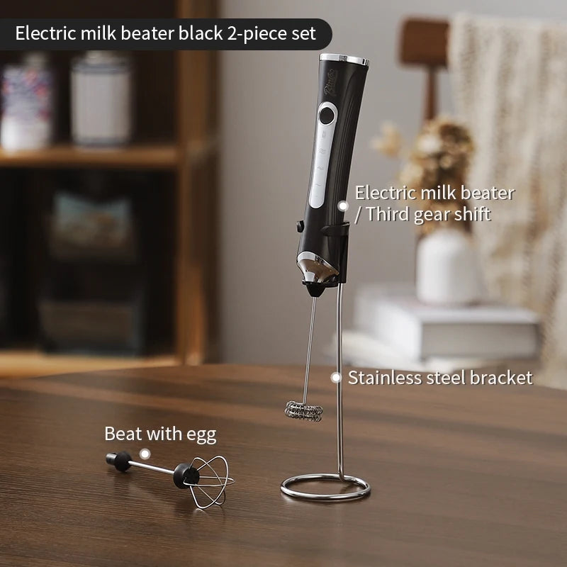 BINCOO Handheld Electric Milk Frother – Latte Foam Maker Milk Frother Qst Black bracket