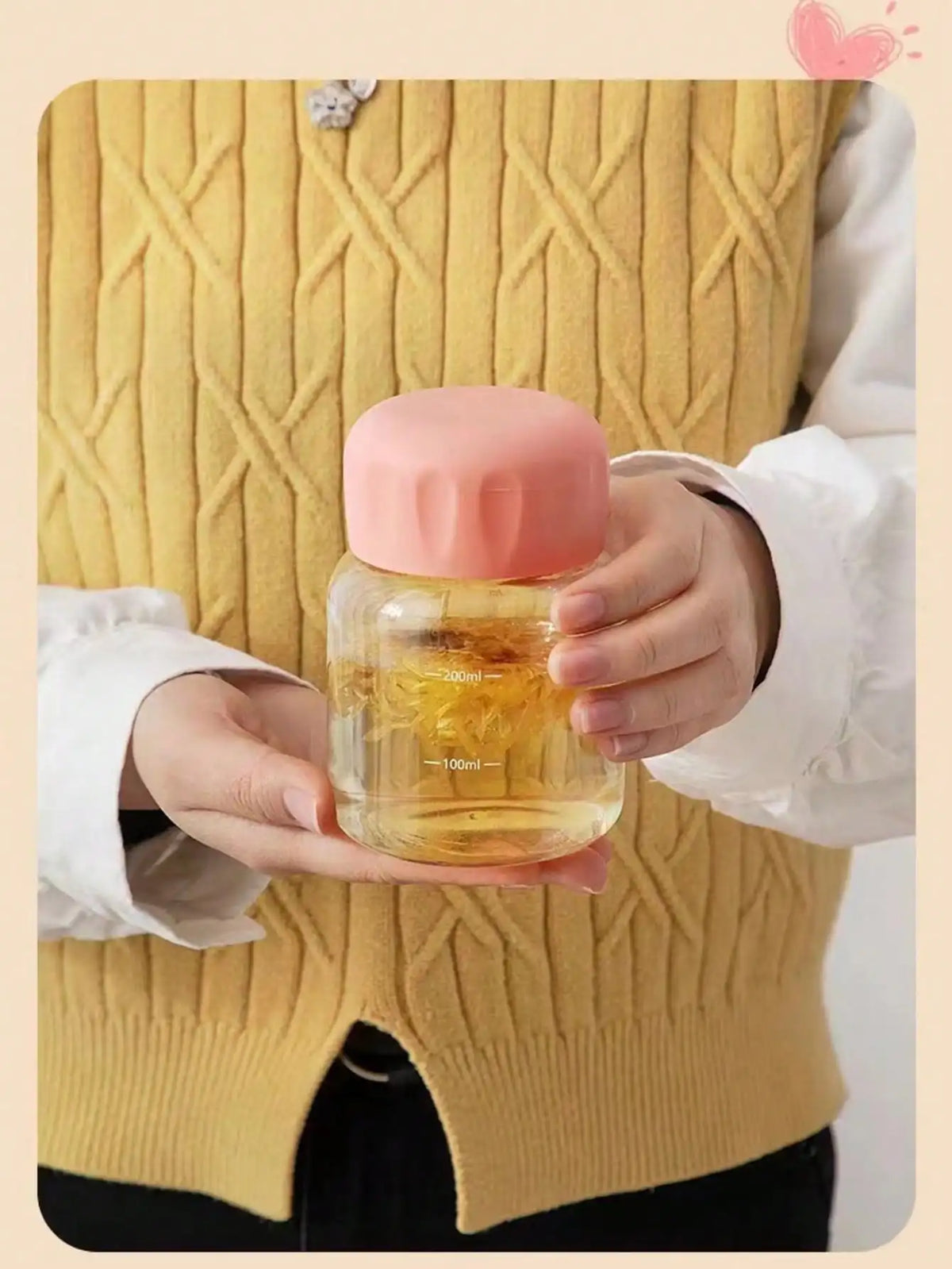 Chubby Mini Glass Cup – Cute Portable Coffee & Milk Cup Mini Glass Cup Qme pink 301-400ml