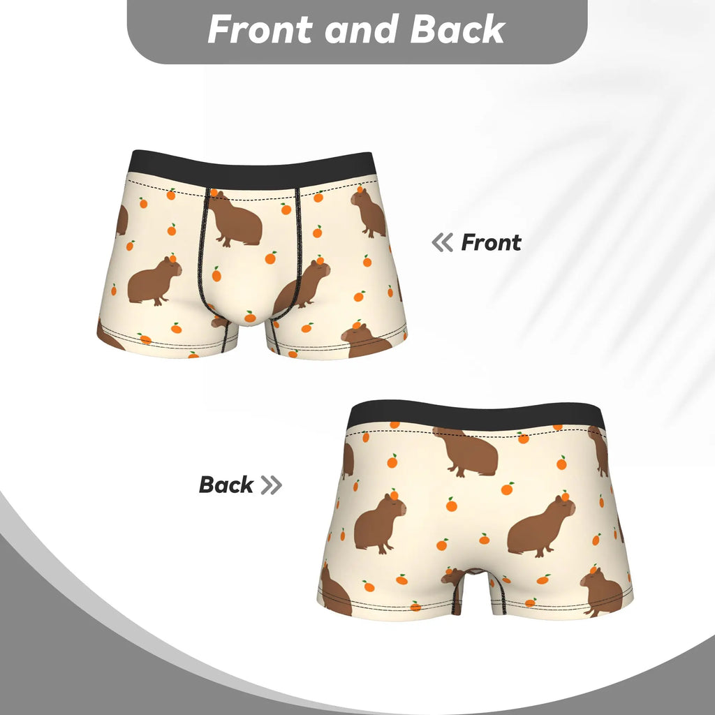 Men's Capybara Print Boxer Briefs – Soft Polyester Trunks Men's Boxer Briefs Qst