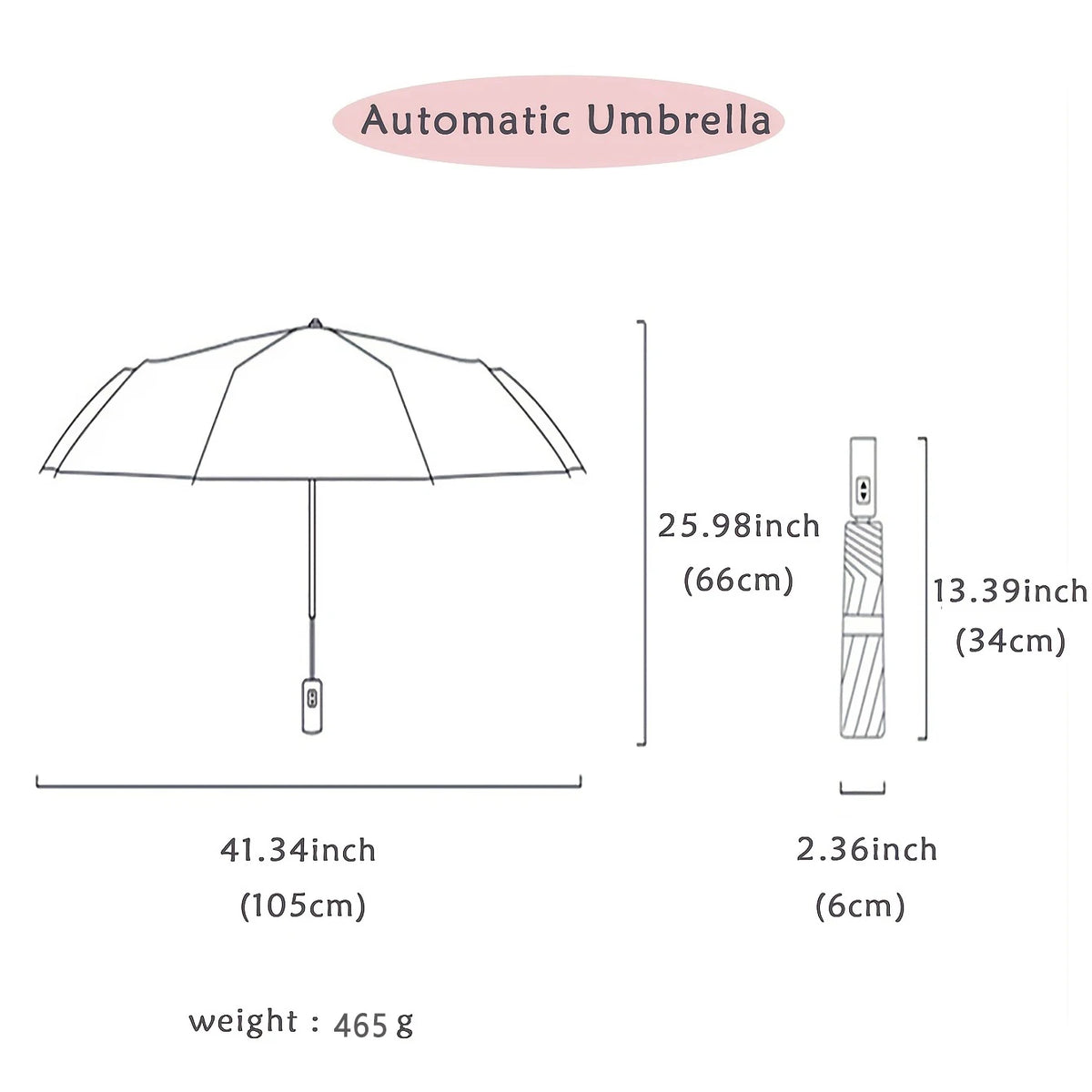 Compact Travel Umbrella – Auto, Wind Resistant, Folding Travel Umbrella Qst