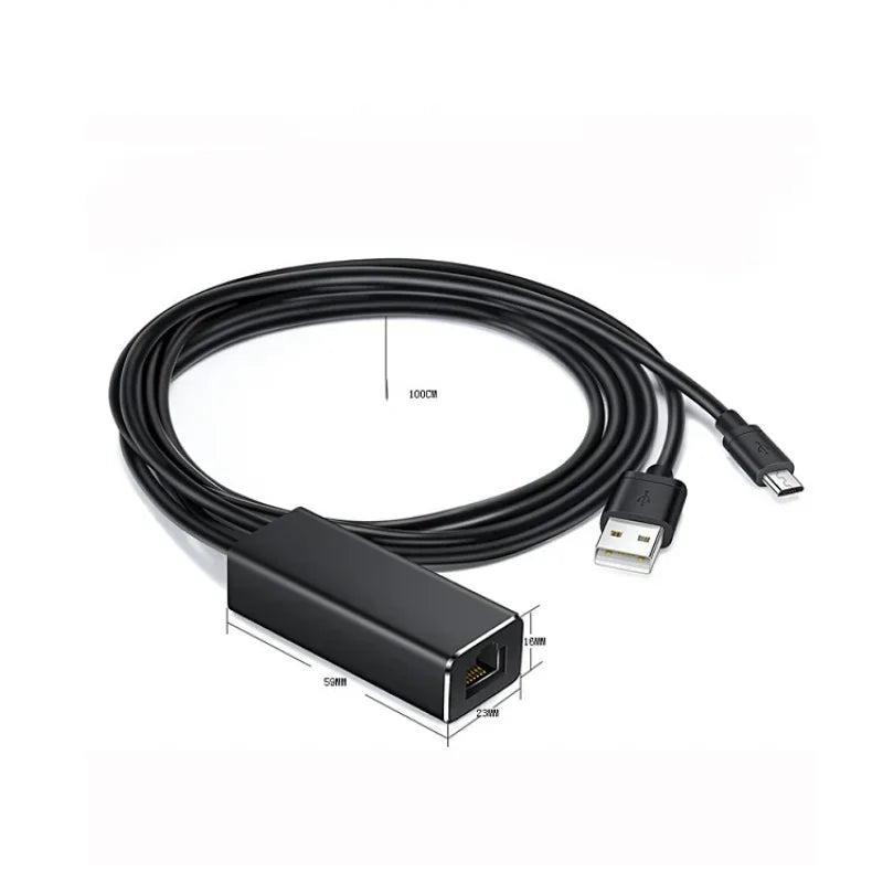 Micro USB to RJ45 Ethernet Adapter for Chromecast & Fire TV USB Ethernet Adapter Qme black 1m