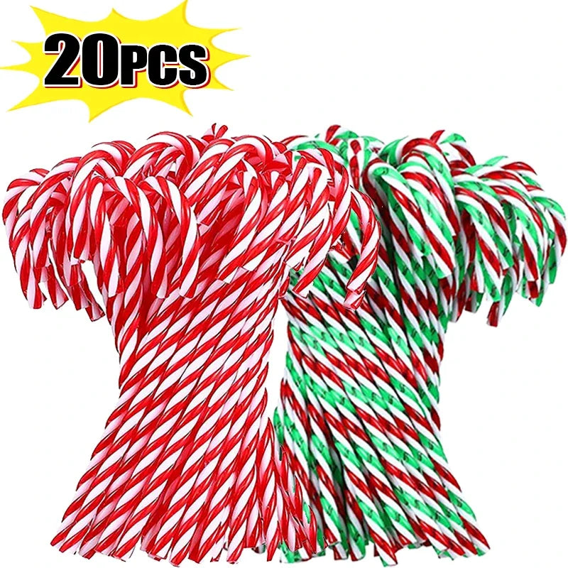 Christmas Candy Cane Acrylic Hanging Ornaments | 5 Colors Christmas Tree Ornament Qme Mixed Color- 20CPS