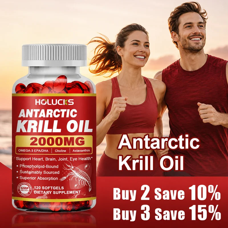 HOLUCKS Krill Oil Omega-3 Supplement – 120 Capsules Omega-3 Supplement Qst