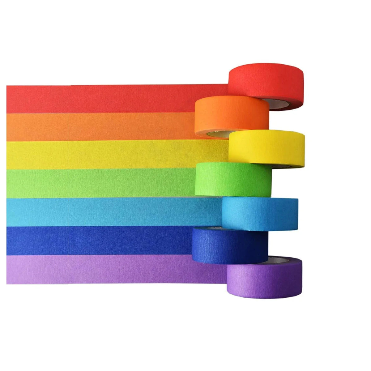 7-Roll Rainbow Colored Masking Tape – Craft & Painters Tape Masking Tape Set Qme