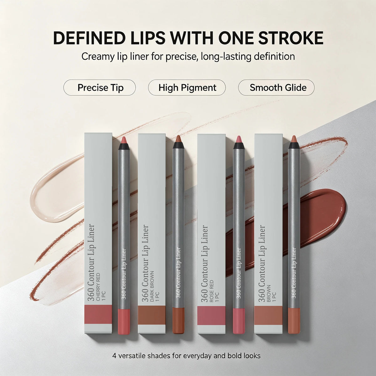 Waterproof Matte Lip Liner Set – 4 Colors, Long-Lasting Lip Liner Set Qst