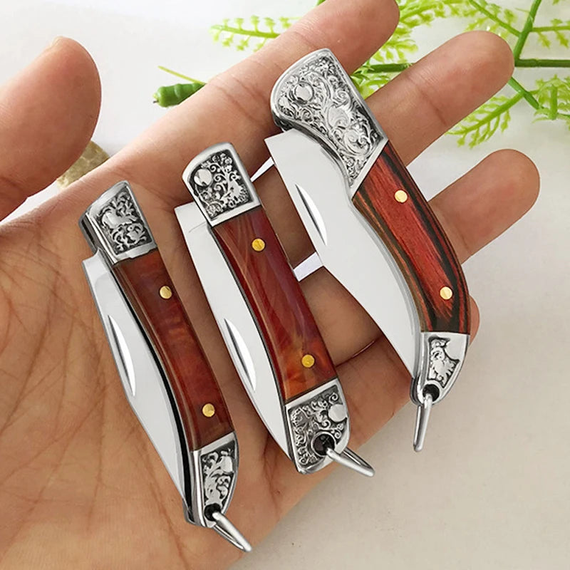 Swayboo Folding Pocket Knife – Stainless Steel Wood Handle Folding Pocket Knife Qst