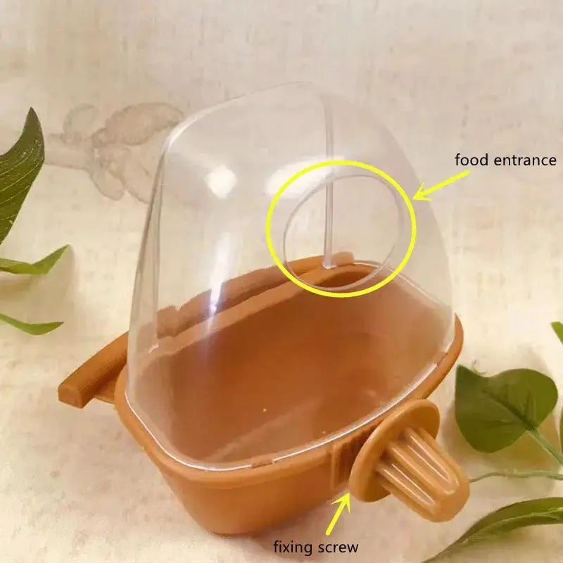 Clear Hanging Bird Cage Feeder Bowl with Stand | 3 Colors Bird Cage Feeder Qme
