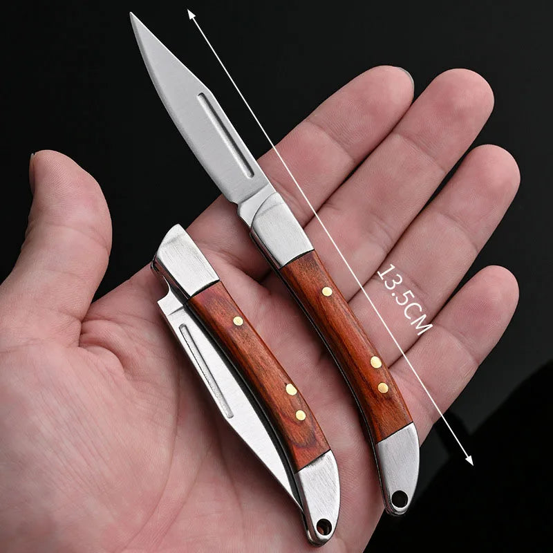 Swayboo Mini Folding Pocket Knife – Wood Handle Keychain EDC Folding Pocket Knife Qst 1PCS Medium Red