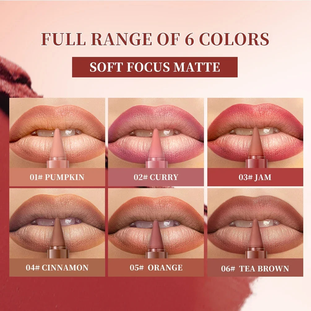 QIBEST Gradient Lip Liner & Lipstick Set – Matte Nude Brown Red Lip Liner Lipstick Set Qme