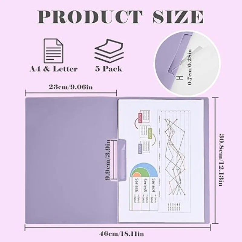 Gradient Document Folder Rotating Side-Opening Buckle | 5-Pack Document Folder Qme