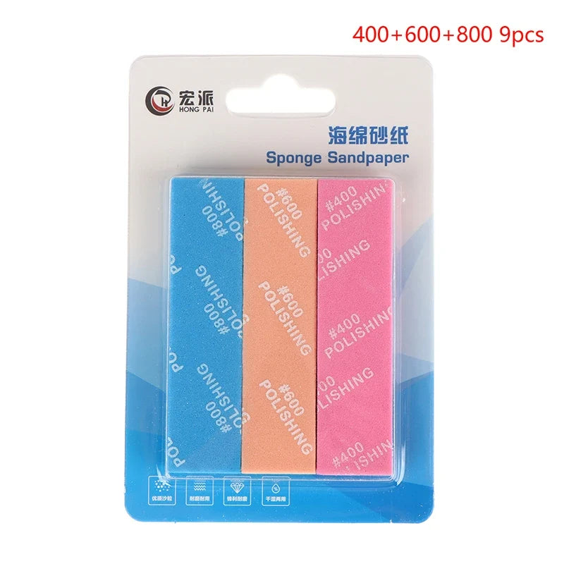Semi-Rigid Sanding Sticks 9pcs | 400–2000 Grit Model Making Model Sanding Sticks Qme 400 800 600 9pc