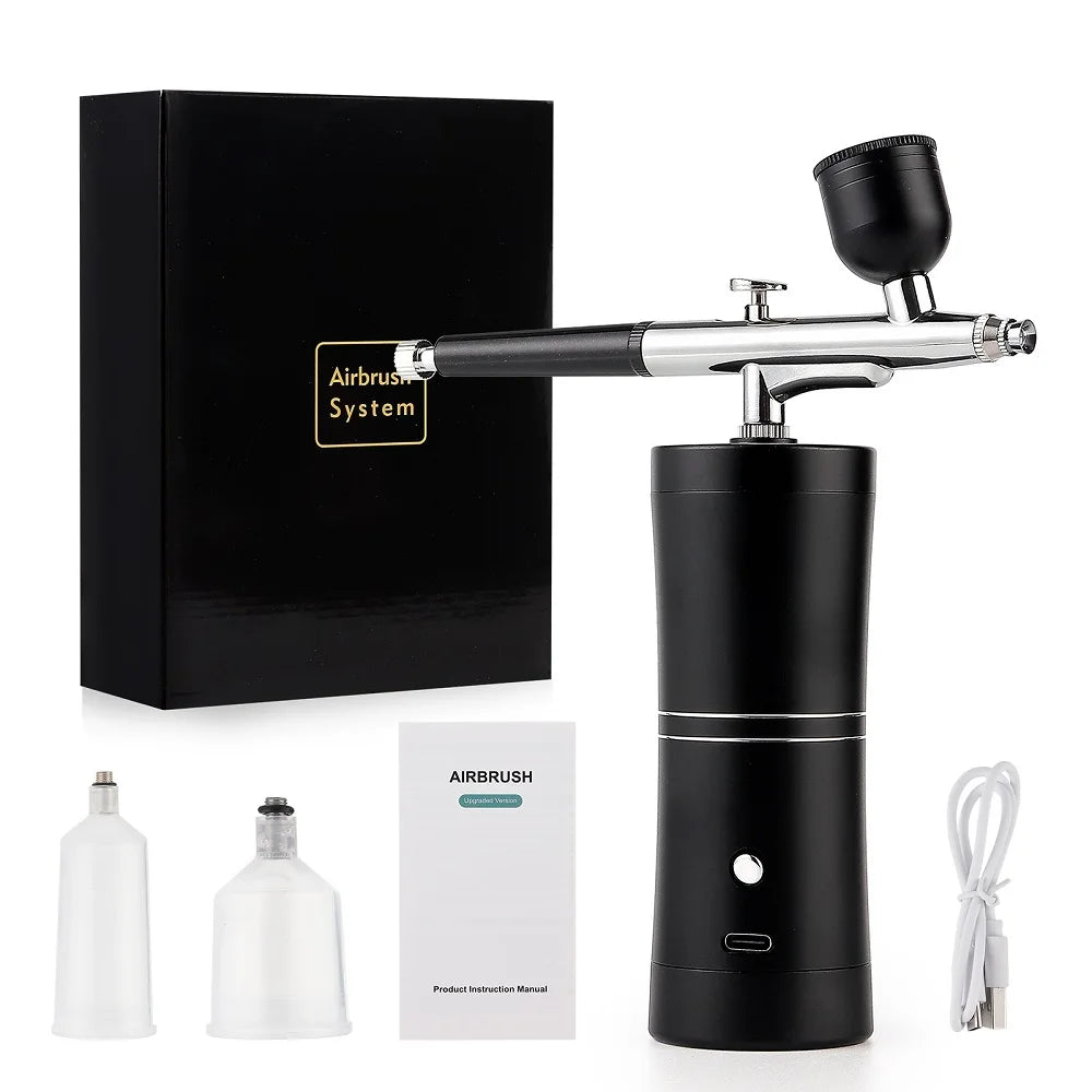 Pink Mini Airbrush Kit 0.3mm – Nail Art, Cake & Craft Spray Gun Airbrush Spray Kit Qst Type 1-Black