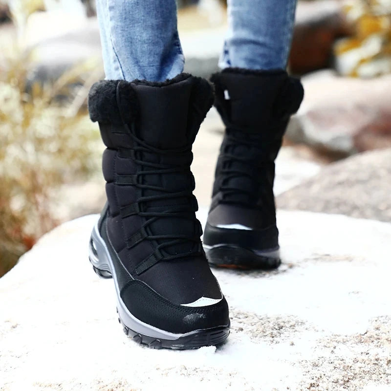 Women's Winter Snow Boots – Warm Plush Lace-Up Ankle Boots Women's Snow Boots Qst