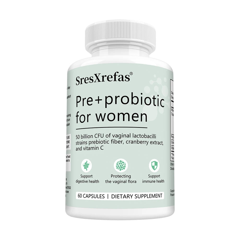 Women's Pre+Probiotic Capsules – 50B CFU, Vitamin C & Cranberry Probiotic Supplement Qst 60 count-1 bottle