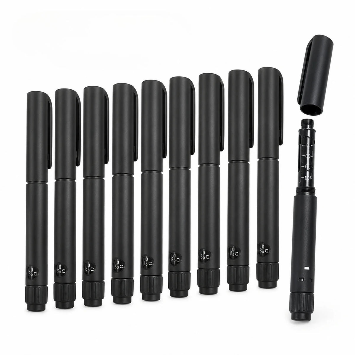 Disposable Sterile Rotary Injection Pens – 60U Adjustable (5/10 Pack) Injection Pen Qst 10PCS-Black