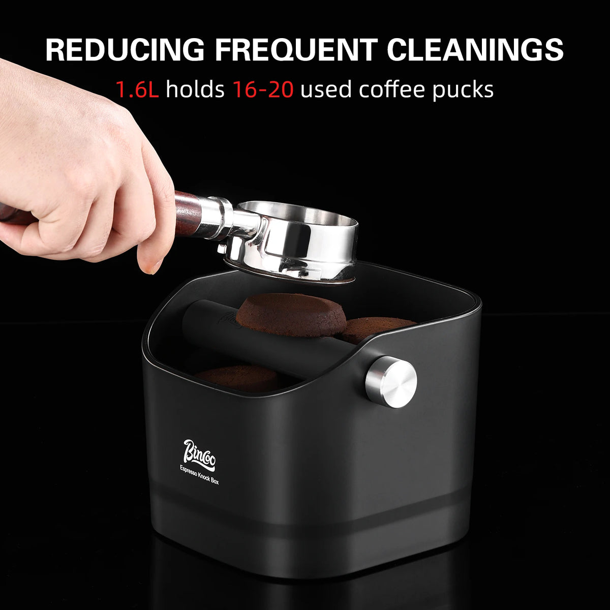 Bincoo Espresso Knock Box – Anti-Slip Coffee Grounds Dump Bin Espresso Knock Box Qst